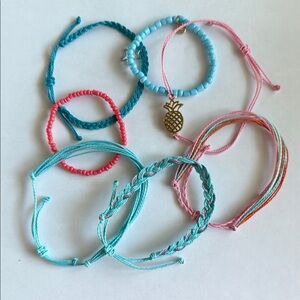 7 Colorful Wax and Beaded Bracelet Set